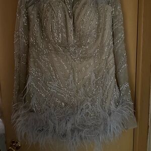 Elegant Feathered Sequin Dress
